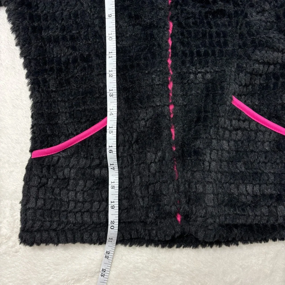Reebok Black and Pink lightweight Fuzzy Full zip Hoodie jacket coat size‎ 7-8 Y